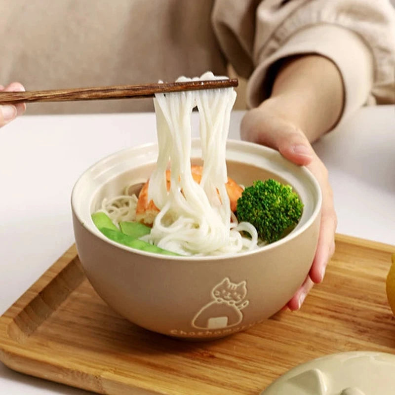 Cat Noodle Bowl with Lid