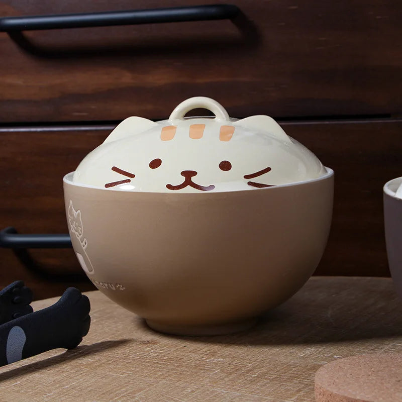 Cat Noodle Bowl with Lid