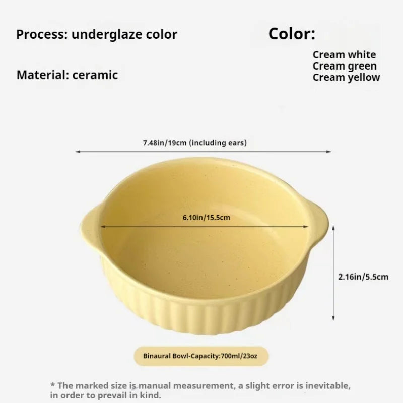 Dual-Handle Ceramic Bowl